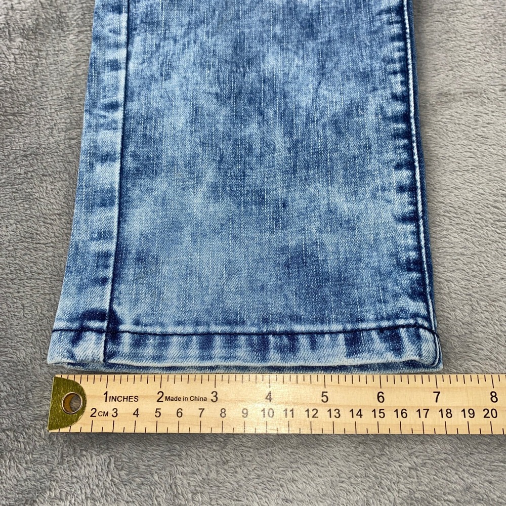 Smoke Rise Moto Jeans Mens 36 Blue Acid Wash Distressed Biker Cargo Slim Pants - Picture 8 of 11